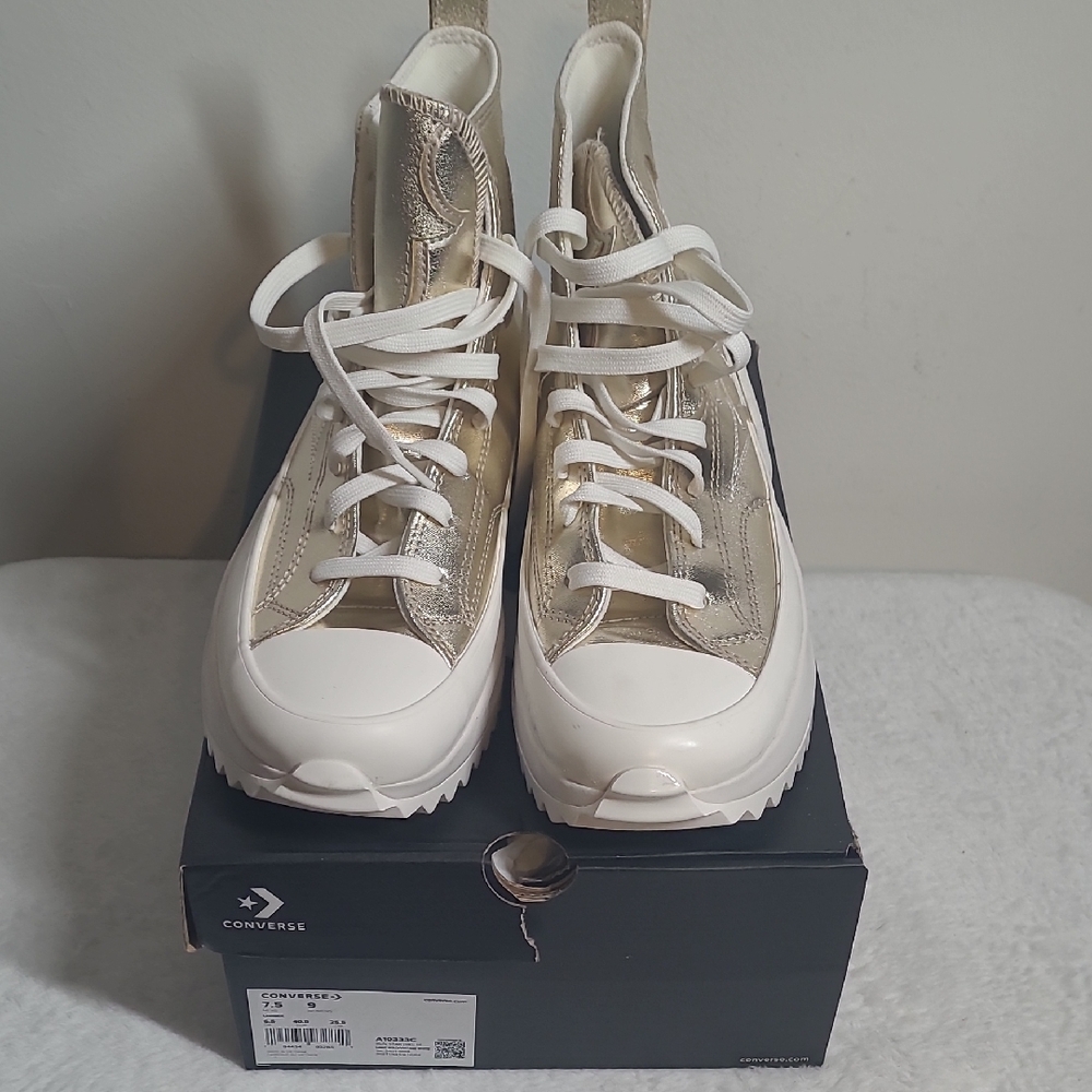 Converse Chuck Taylors Metallic Gold and White High-Tops
